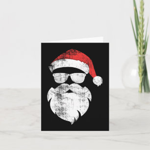 Rolig Hipster Santa Ansikte Med Hatt Skägg och Gla Kort