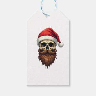 Rolig Hipster Santa Dödskalle Ansikte Med Hatt Skä Presentetikett