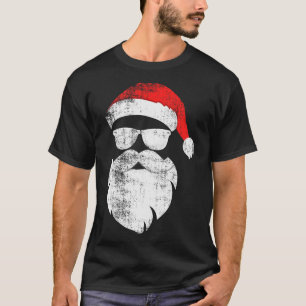 Rolig Hipster Tomte Ansikte Med Hatt Skägg &amp; G T Shirt