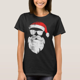 Rolig Hipster Tomte Ansikte Med Hatt Skägg & Glasö T Shirt
