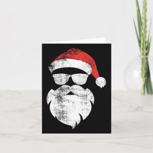 Rolig hipster tomte ansikte med hatt skägg och jul kort