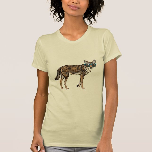 Rolig Hipsterprärievarg med solglasögon T-shirt (Framsida)