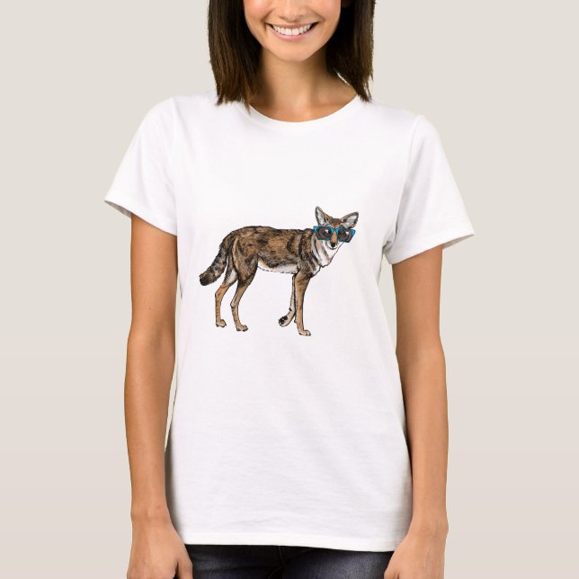 Rolig Hipsterprärievarg med solglasögon T-shirt (Framsida)