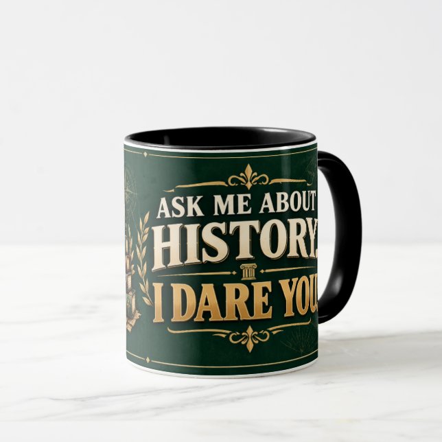 Rolig historielärar-mugg, Fråga mig om historia Mugg (Framsida höger)
