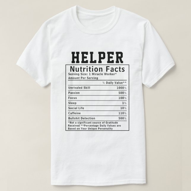 Rolig hjälpare Näringsfakta Frivilligpresent T Shirt (Design framsida)
