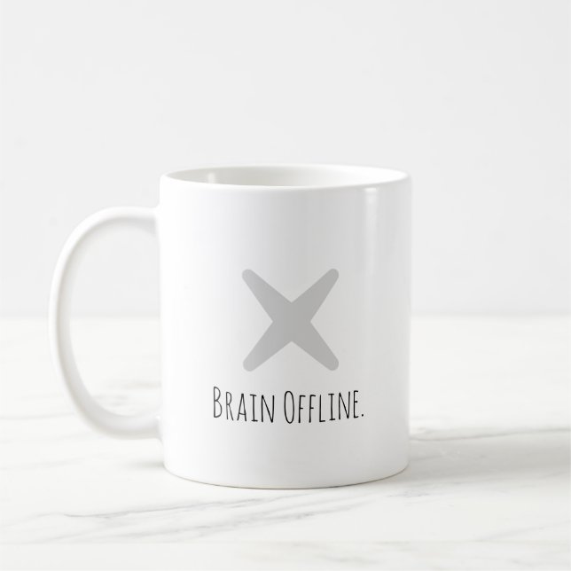 Rolig "Hjärnan Offline" Modern Typografi Introvert Kaffemugg (Vänster)