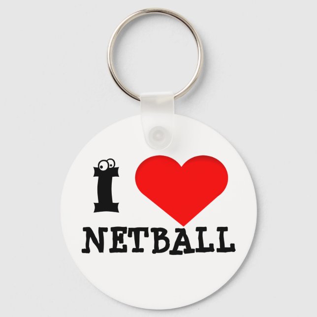 Rolig hjärtdesign Jag älskar netball Nyckelring (Framsida)