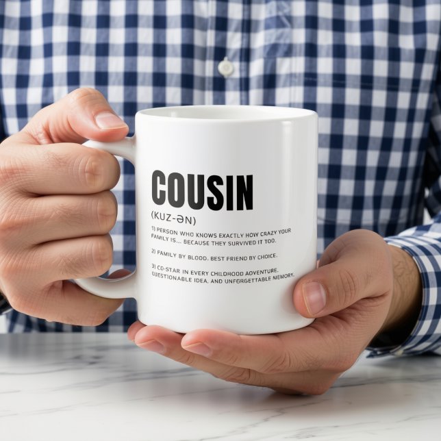 Rolig hjärtlig kusindefinition kaffemugg (Skapare uppladdad)