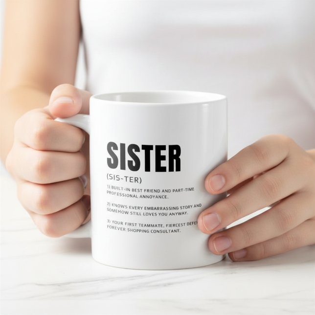 Rolig hjärtlig systerdefinition kaffemugg (Skapare uppladdad)