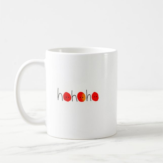 Rolig Ho Ho Ho Röd Näsa Handmålad Julmugg Kaffemugg (Vänster)