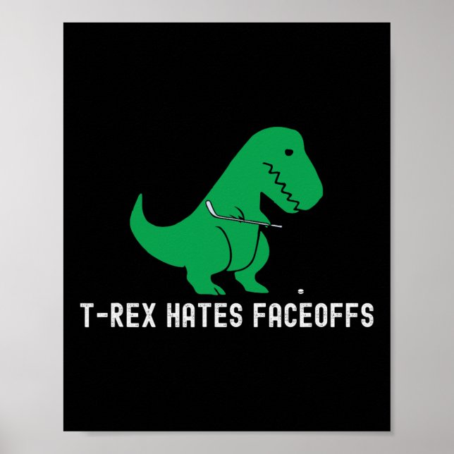 Rolig Hockey Dinosaurie T-rex Hatar Inbördes Strid Poster (Framsidan)