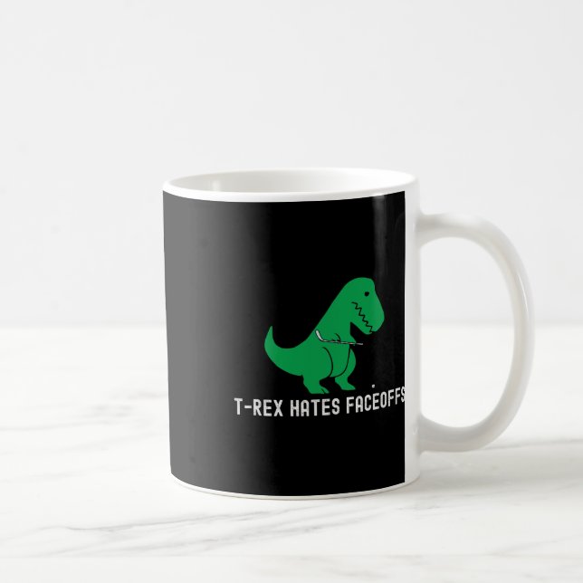 Rolig Hockey Dinosaurie T-rex Hatar Slagningar Äls Kaffemugg (Höger)
