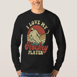 Rolig Hockey Jag älskar min hockeyspelare Retro Vi T Shirt