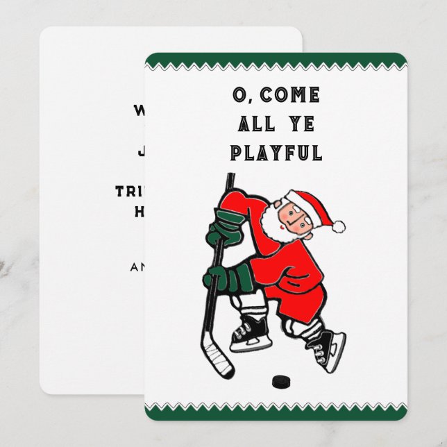 Rolig Hockey Jul Julkort (Fram/baksida)
