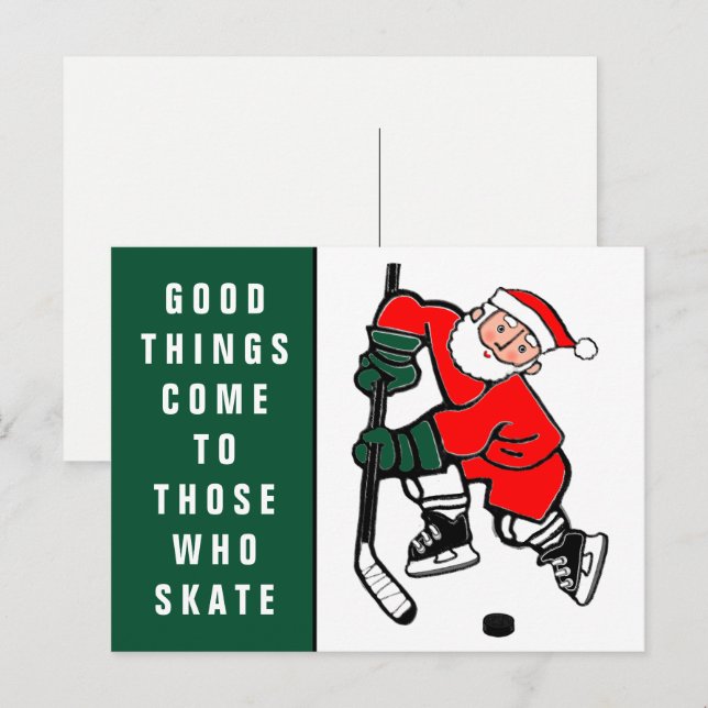 Rolig Hockey Jul Julkort Helg Vykort (Fram/baksida)