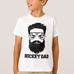 Rolig Hockey Pappa Rufsigt Hår Skägg Hockey Pappa T Shirt