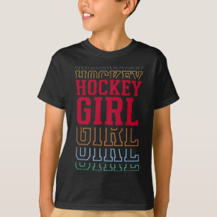 Rolig Hockey Tjej Skiktad Text Dotter Ungdom Barn T Shirt