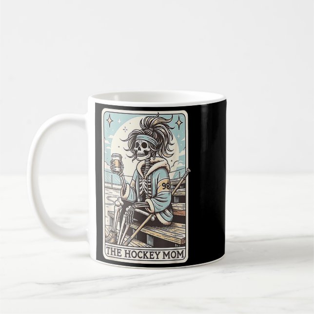 Rolig Hockeymamma Skelettkort Kaffemugg (Vänster)