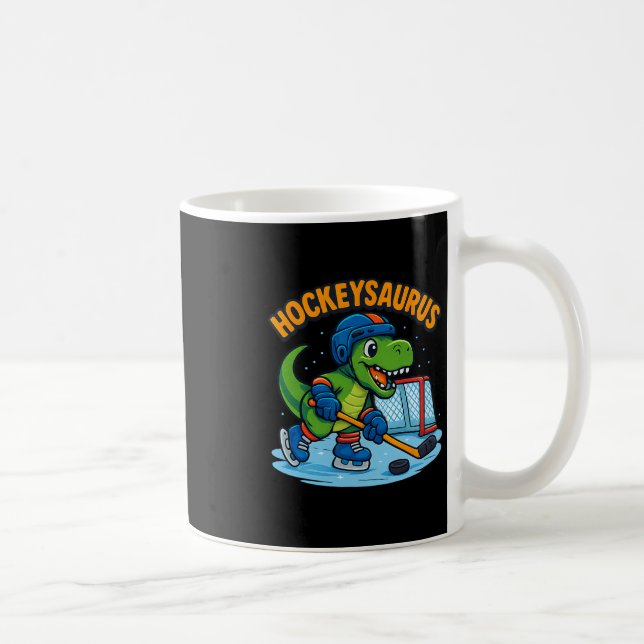 Rolig Hockeysaurus Dinosaur IsHockey För Barn  Kaffemugg (Höger)