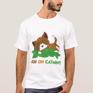 Rolig Hög På Nepeta Kattmynta Tecknad Kattkonst T Shirt