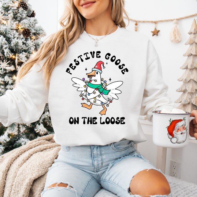Rolig Högtidsglad Gås på Löst  T Shirt (Skapare uppladdad)