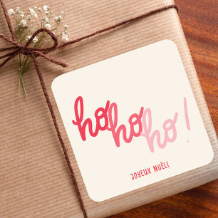 Rolig Hohoho God Jul Röd Rosa Typografi Fyrkantigt Klistermärke