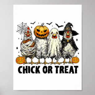 Rolig höna eller bus Halloween häxa läskig kycklin Poster