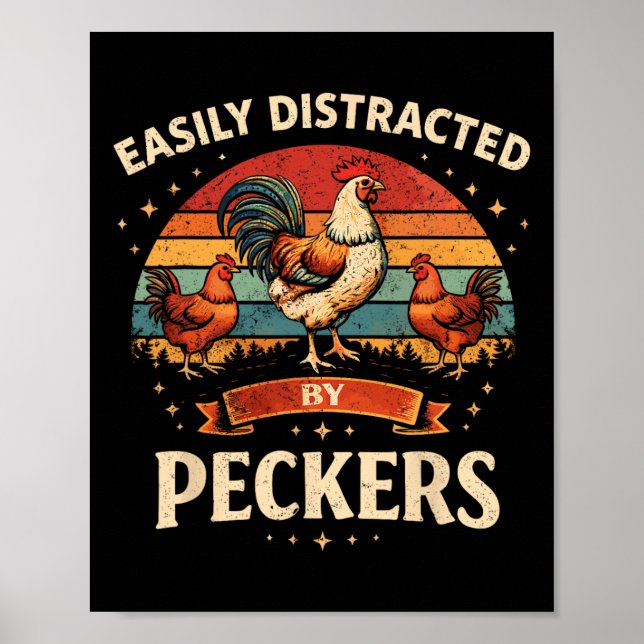 Rolig höna lätt distrad av hackande gård Hum Poster (Framsidan)