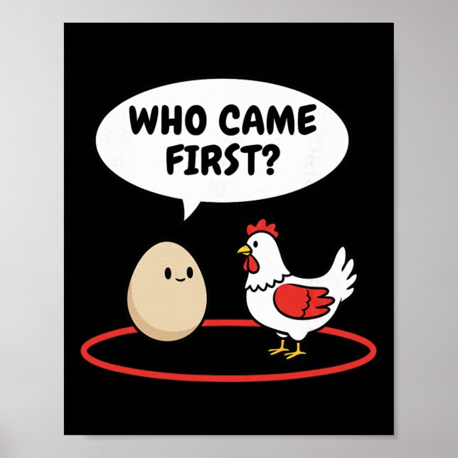 Rolig Höna Vs Ägg Meme Om Hönan Kom Först  Poster (Framsidan)