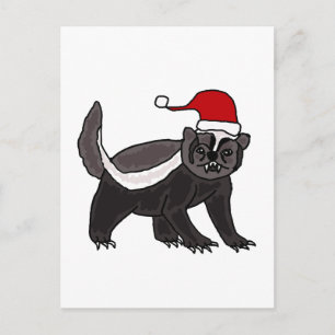 Rolig honey badger i den Santa hatten Helg Vykort