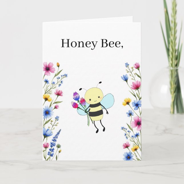 Rolig Honey Bee Anpassningsbar Text Alla hjärtans  Kort (Framsida)
