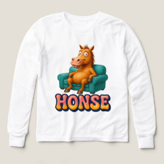 Rolig Honse Meme Häst Sittande på soffan Barn T-Sh T Shirt