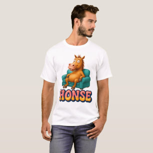 Rolig Honse Meme Häst Sittande på Soffor T Shirt