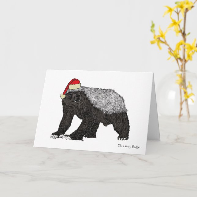 Rolig honungsgrävling badass tomte jul Djur Kort (Gul blomma)