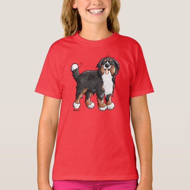 Rolig Hoodie för Bernese berghund Tee (Framsida)