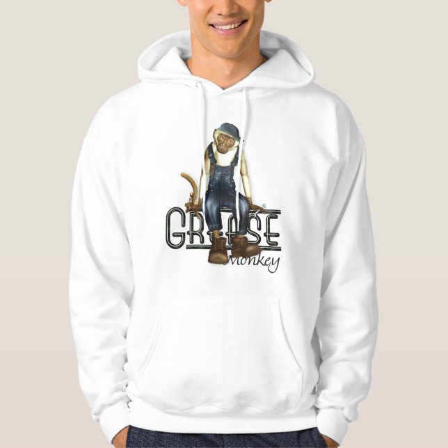 Rolig Hoodie för fettapamekaniker (Framsida)