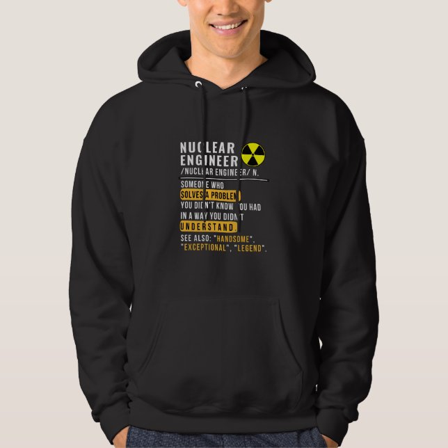 Rolig hoodie med definition av kärnkraftsingenjör (Framsida)