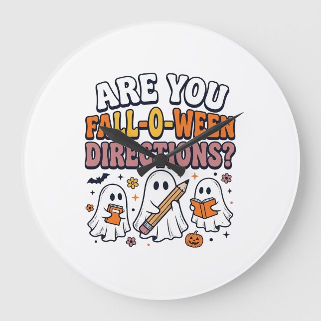 Rolig Höst Halloween Lärare Spöke Anvisningar Shir Stor Klocka (Framsida)