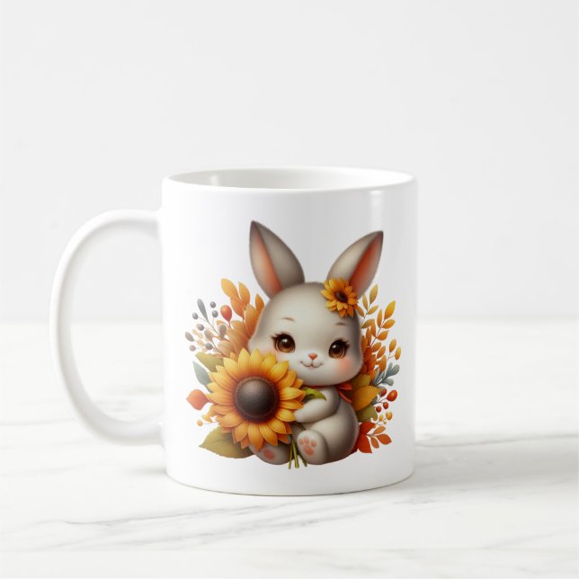 Rolig höst säsongs kanin monogram Kaffe  Kaffemugg (Vänster)