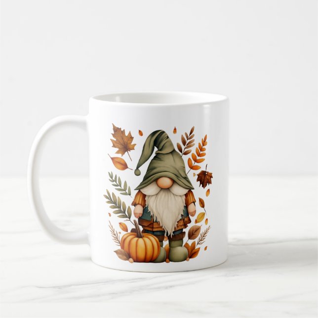 Rolig höst säsongsbetonad gnom monogram kaffemugg (Vänster)