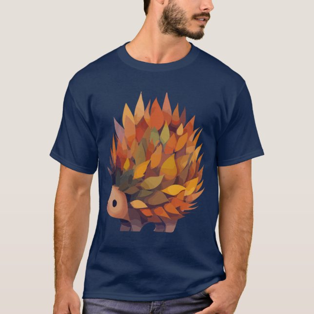 Rolig höstigelkott gjord av löv t shirt (Framsida)