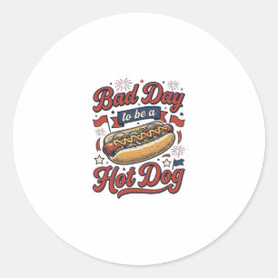 Rolig Hot Dog Vintage Patriotisk Mat T-Shirt Desig Runt Klistermärke