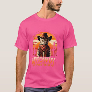 Rolig Howdy Meme Vilda Västern Cowboyhatt Meowdy K T Shirt