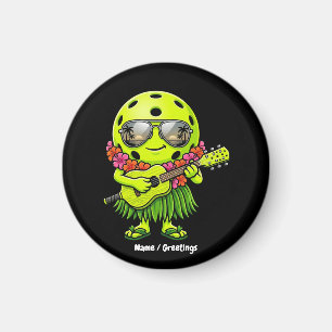 Rolig Hula Pickleball Hawaiiansk Maskot Grafik Magnet