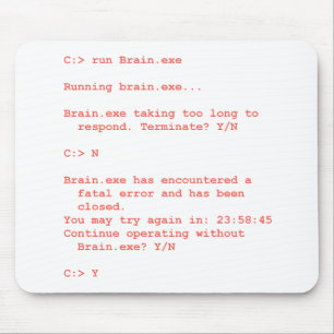 Rolig humor för Geek för Brain.exe-feldator Musmatta