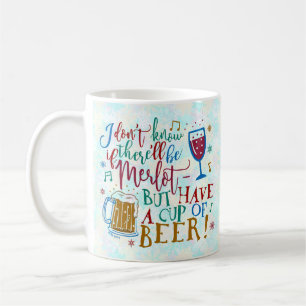 Rolig humor för typografi för öl för julMerlot Kaffemugg