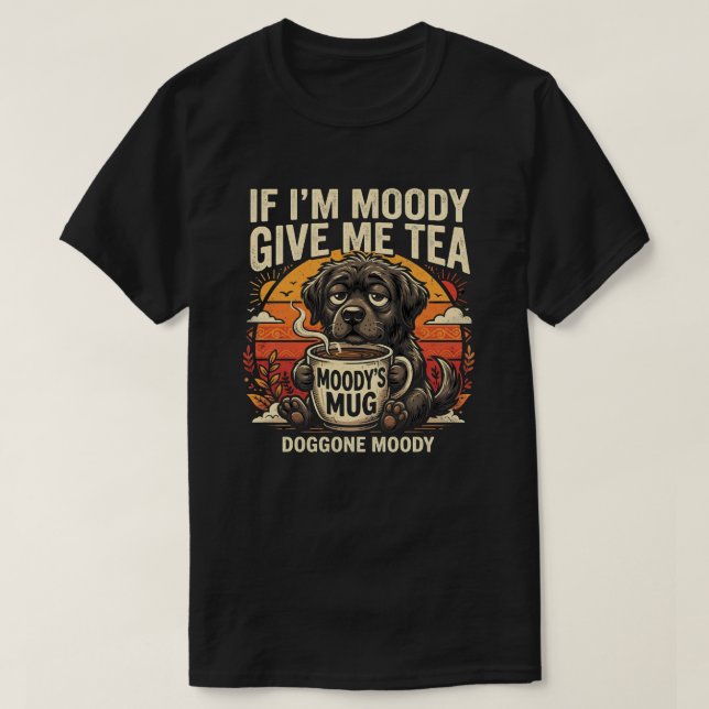 Rolig Humör Hund Te Kär Retro T-Shirt (Design framsida)