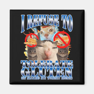 Rolig humor jag vägrar tolerera gluten katt meme Q Magnet