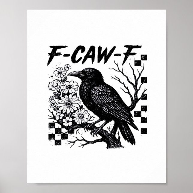 Rolig humor kråka gotisk F-Caw-F Essential Poster (Framsidan)