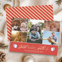 Rolig Humor Toalettpapper Retro Röd Julkort